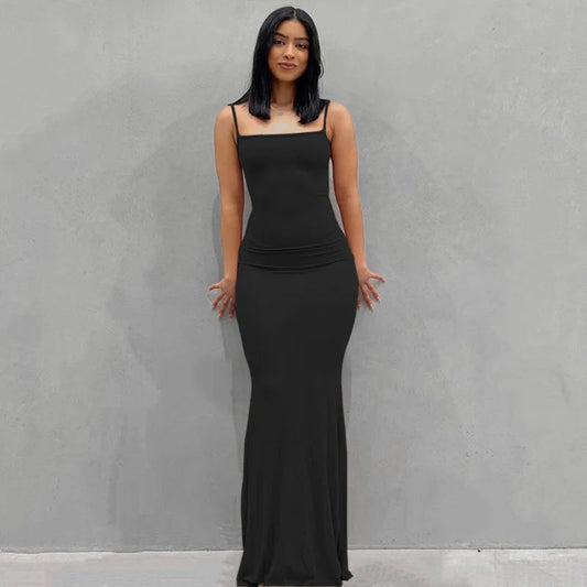 Robe Femme Longue Ajustée Slim Casual Été Quotidien