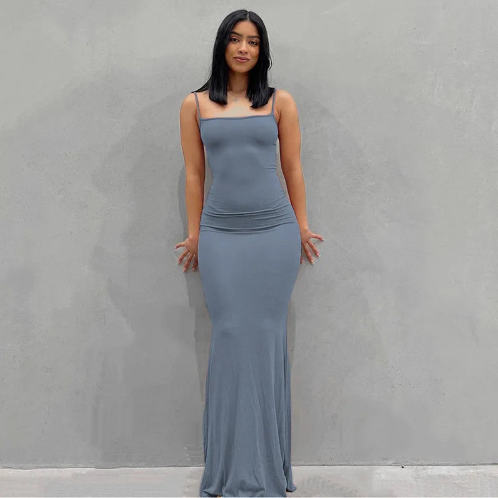 Robe Femme Longue Ajustée Slim Casual Été Quotidien