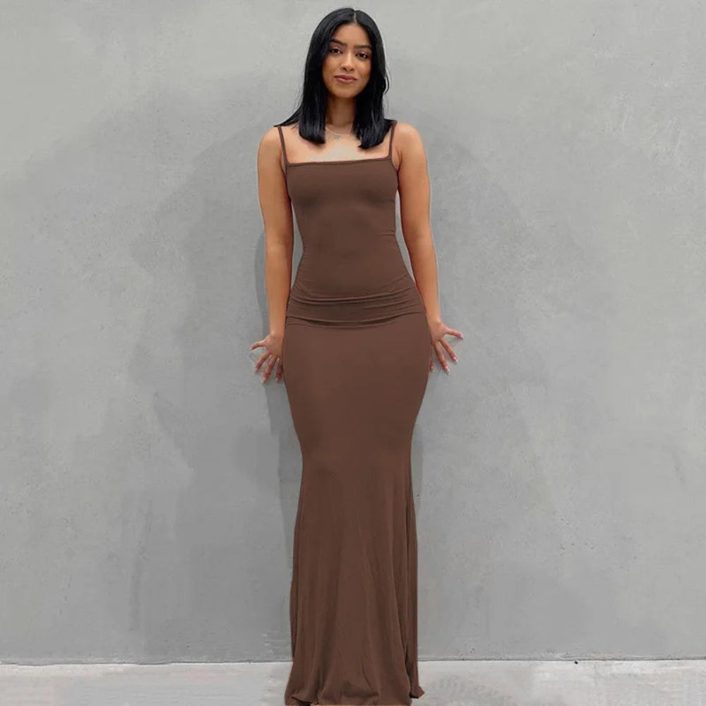 Robe Femme Longue Ajustée Slim Casual Été Quotidien