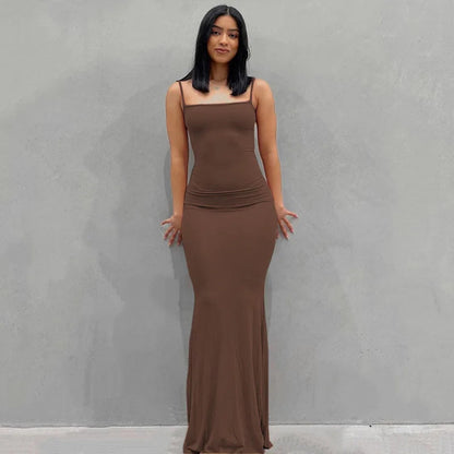 Robe Femme Longue Ajustée Slim Casual Été Quotidien