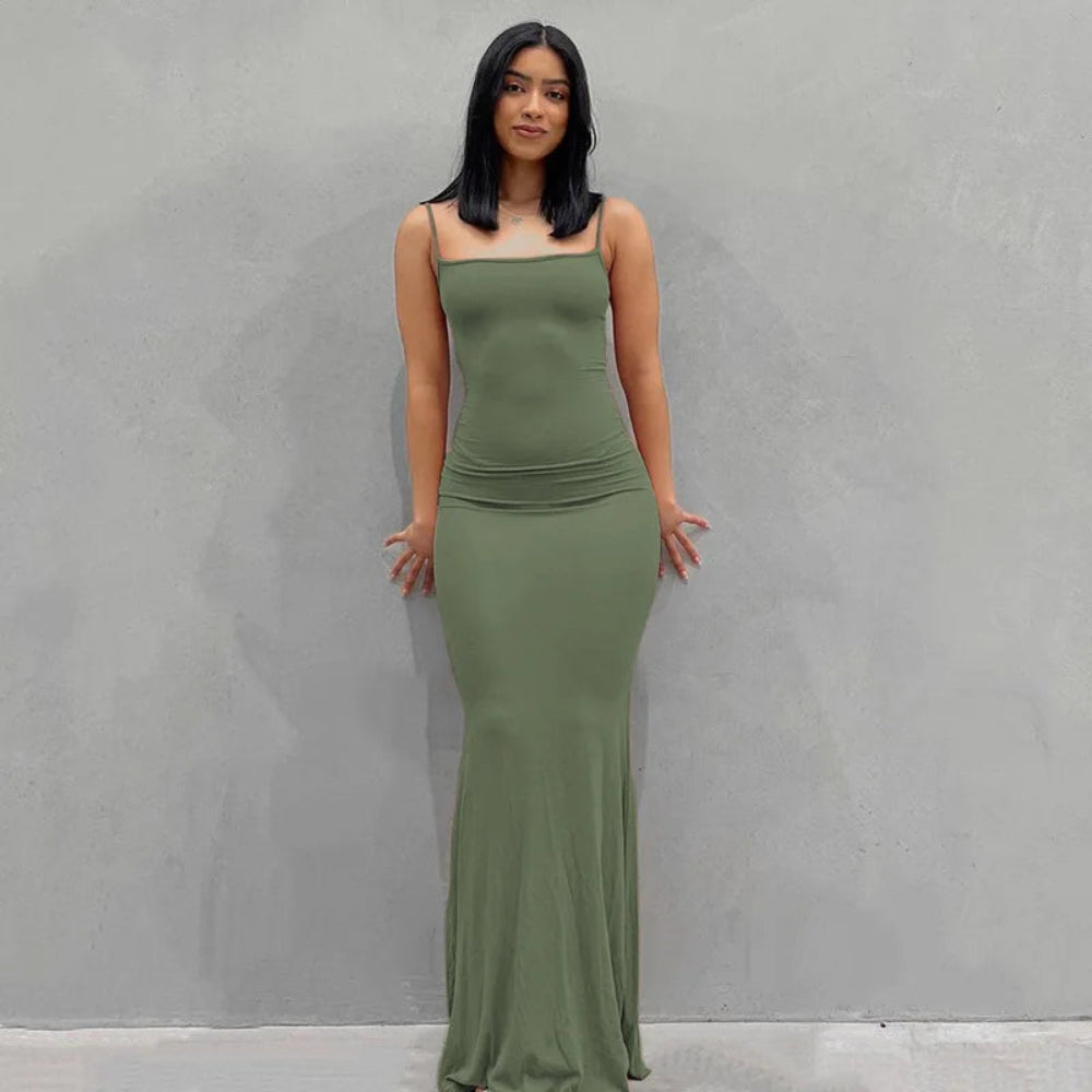 Robe Femme Longue Ajustée Slim Casual Été Quotidien