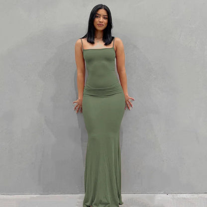 Robe Femme Longue Ajustée Slim Casual Été Quotidien