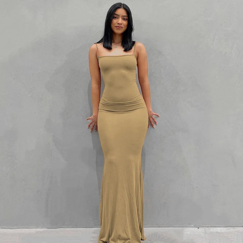 Robe Femme Longue Ajustée Slim Casual Été Quotidien