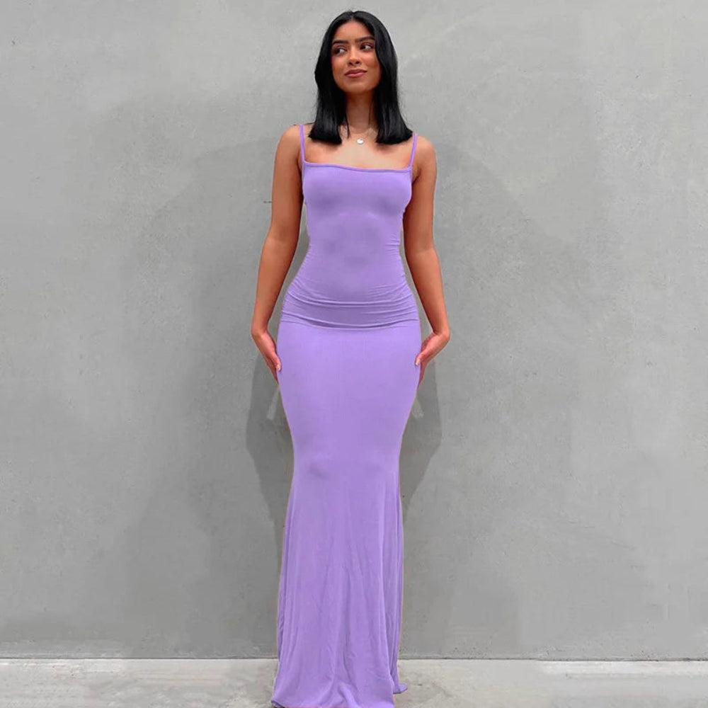 Robe Femme Longue Ajustée Slim Casual Été Quotidien