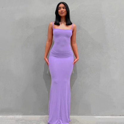 Robe Femme Longue Ajustée Slim Casual Été Quotidien