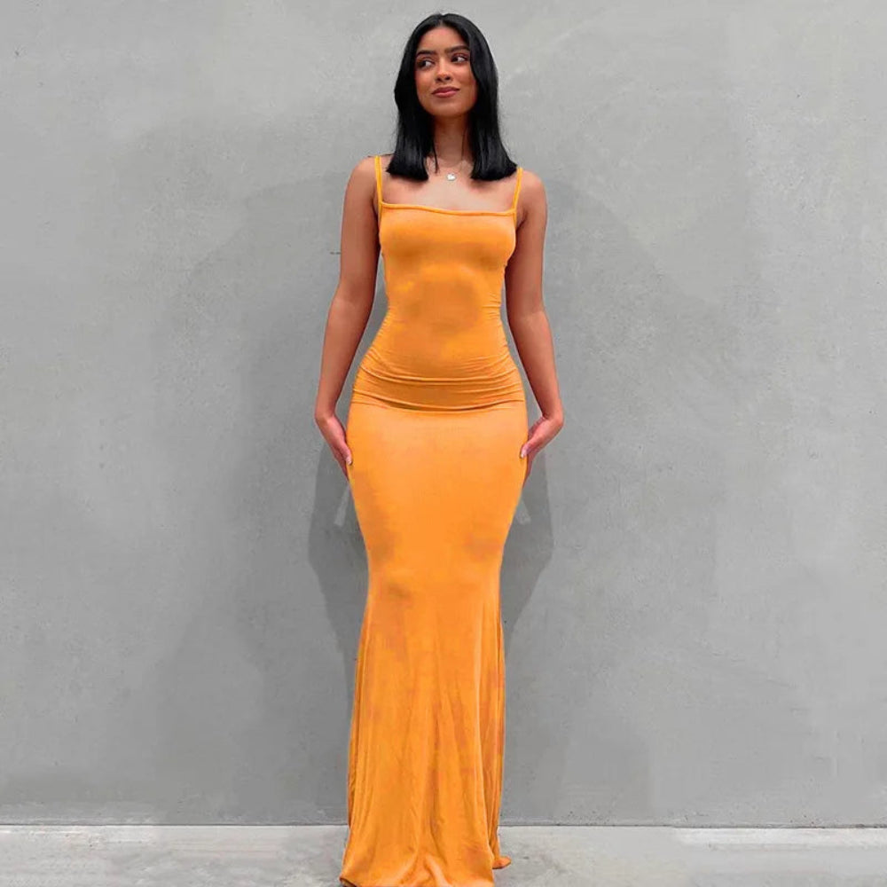Robe Femme Longue Ajustée Slim Casual Été Quotidien