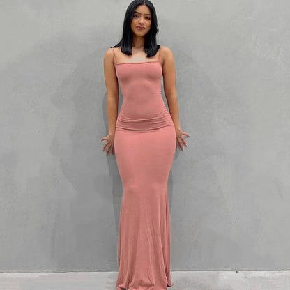 Robe Femme Longue Ajustée Slim Casual Été Quotidien