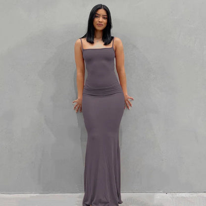 Robe Femme Longue Ajustée Slim Casual Été Quotidien