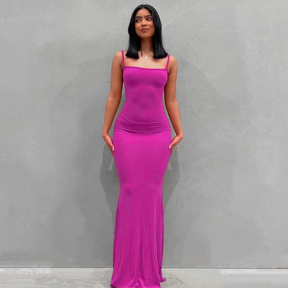 Robe Femme Longue Ajustée Slim Casual Été Quotidien