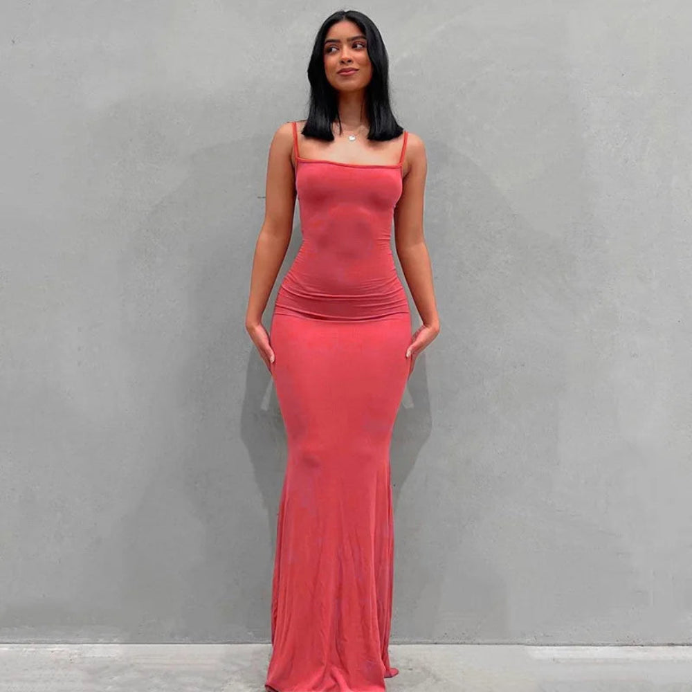 Robe Femme Longue Ajustée Slim Casual Été Quotidien