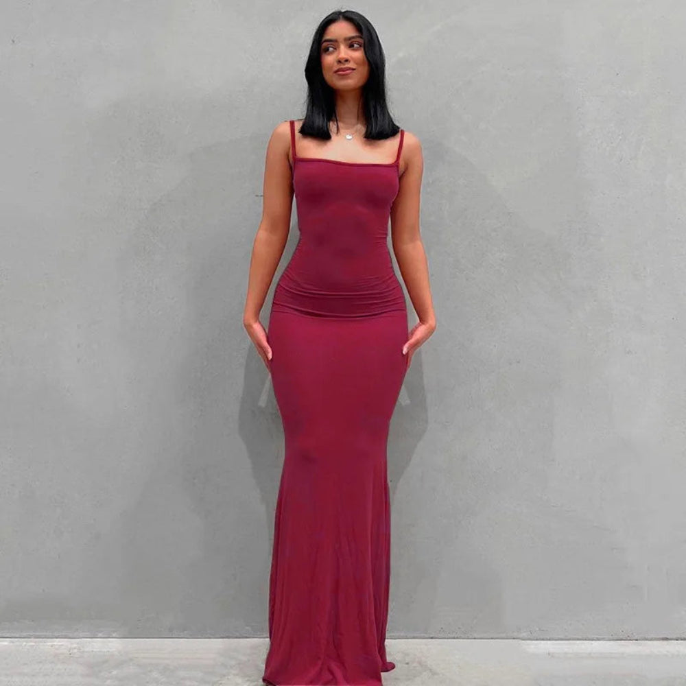 Robe Femme Longue Ajustée Slim Casual Été Quotidien