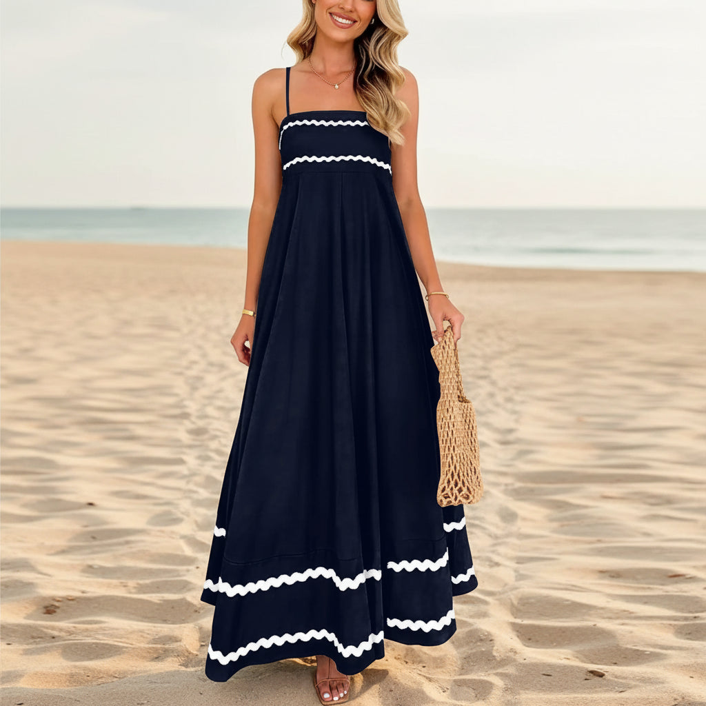 Vestido Verano Mujer Maxi Fluido Rayas Largo Casual Ligero