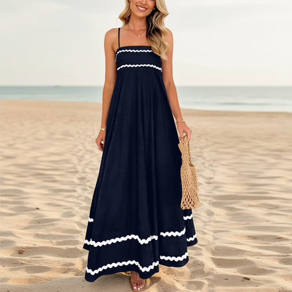 Vestido Verano Mujer Maxi Fluido Rayas Largo Casual Ligero