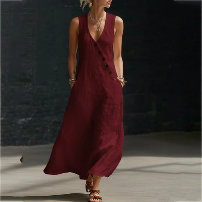 Robe Femme Longue Ample Avec Poches Casual Été Quotidien