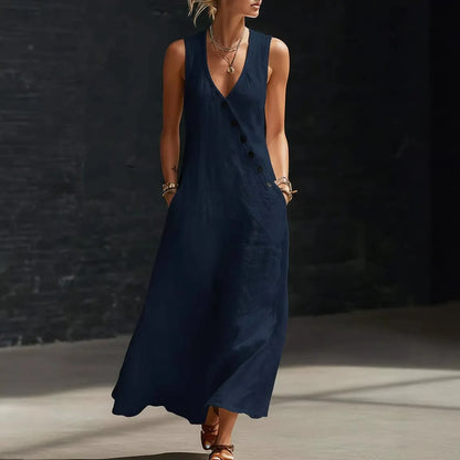 Robe Femme Longue Ample Avec Poches Casual Été Quotidien
