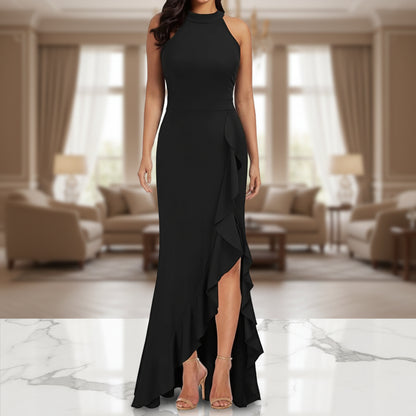 Vestido Mujer Largo Con Abertura Sin Mangas Elegante Verano
