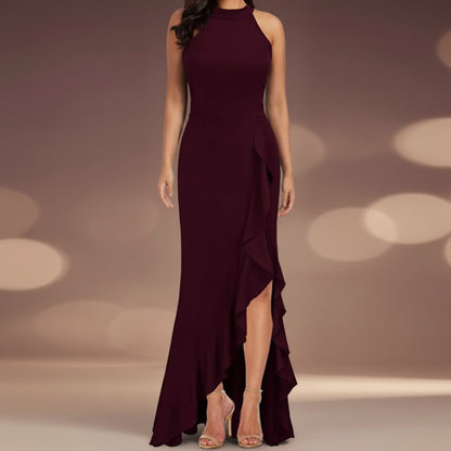 Vestido Mujer Largo Con Abertura Sin Mangas Elegante Verano
