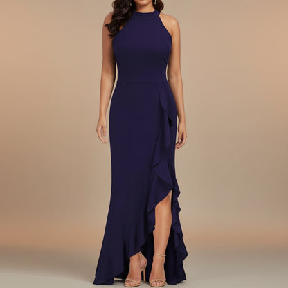 Vestido Mujer Largo Con Abertura Sin Mangas Elegante Verano