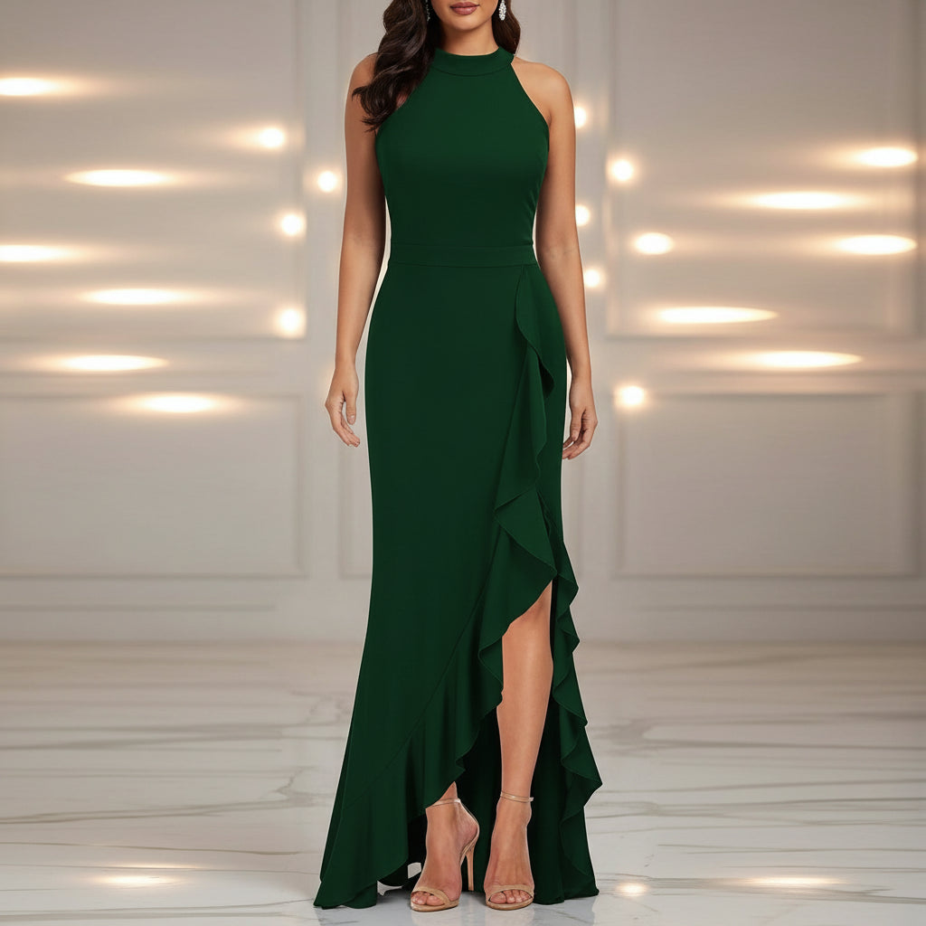 Vestido Mujer Largo Con Abertura Sin Mangas Elegante Verano