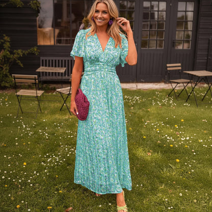Vestido de verano largo para mujer con flores, casual, para vacaciones