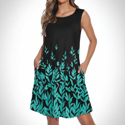 Vestido Verano Mujer Corto Sin Mangas Estampado Casual