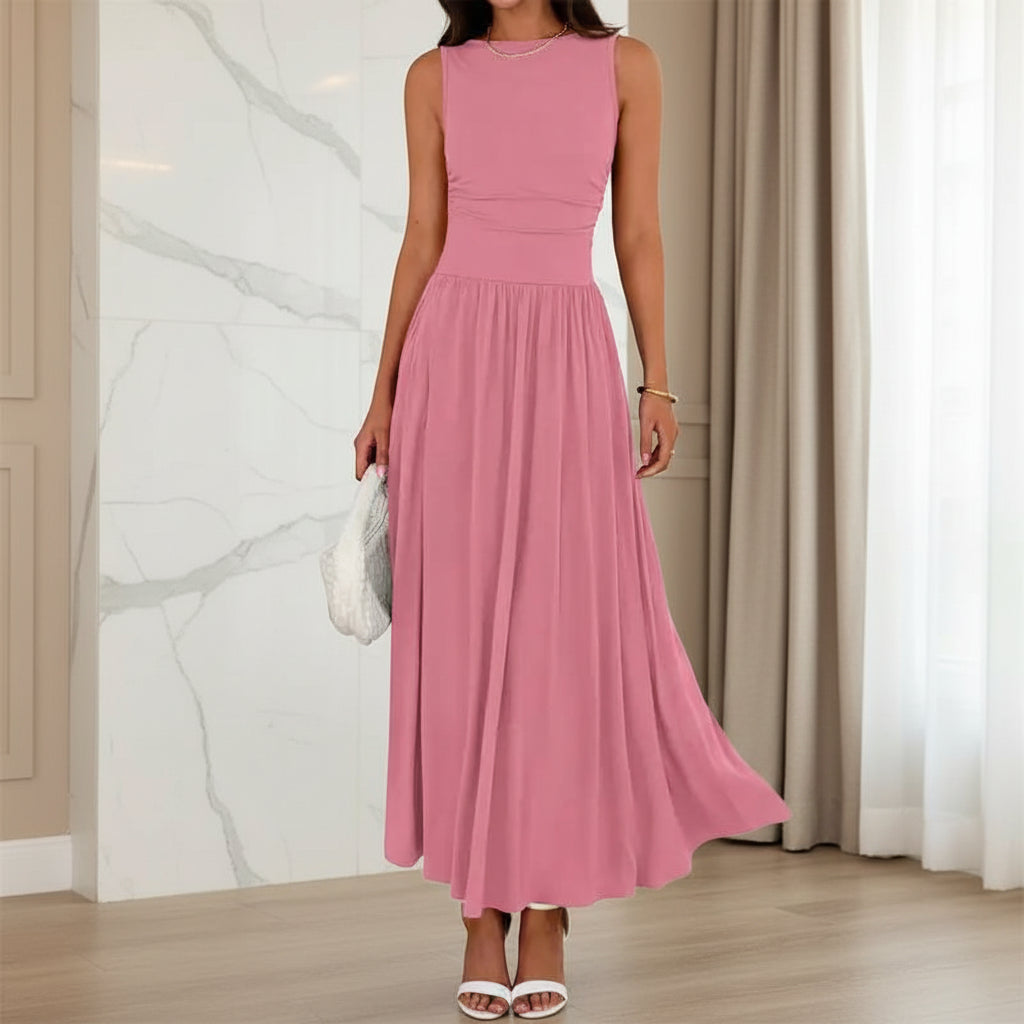 Womens Summer Dress Pleated Pocket Short Casual Dress