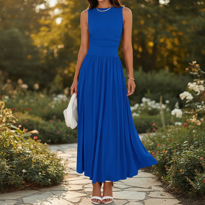 Womens Summer Dress Pleated Pocket Short Casual Dress