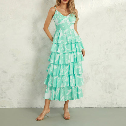 Vestito Estivo Donna Corto Floreale Con Volant Casual Leggero