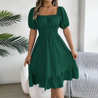 Sommerkleid Damen Rüsche Saum Urlaub Freizeit