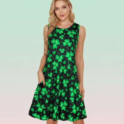 Womens Summer Dress Casual Round Neck Short Casual Dress