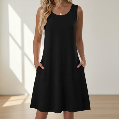 Vestido Mujer Corto Floral Con Bolsillos Casual Verano Diario