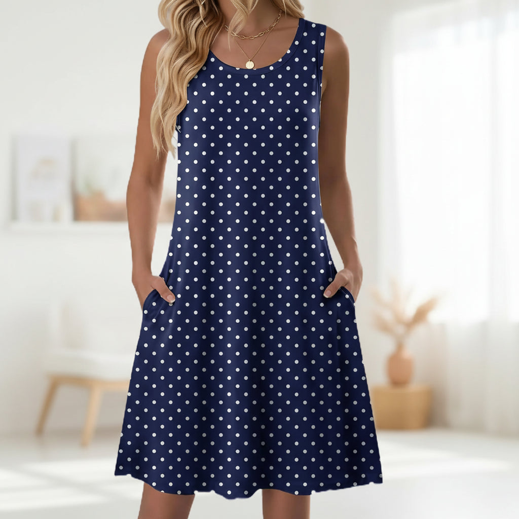 Vestido Mujer Corto Floral Con Bolsillos Casual Verano Diario
