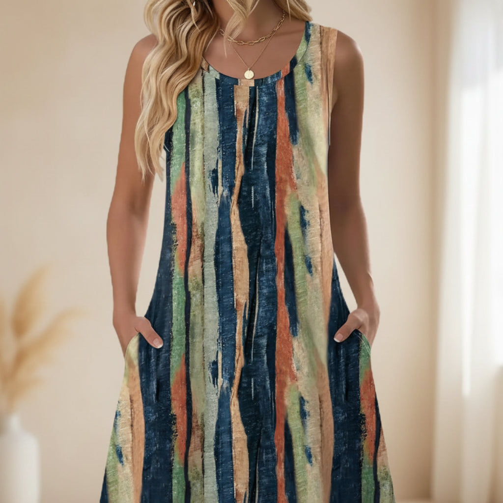Vestido Mujer Corto Floral Con Bolsillos Casual Verano Diario