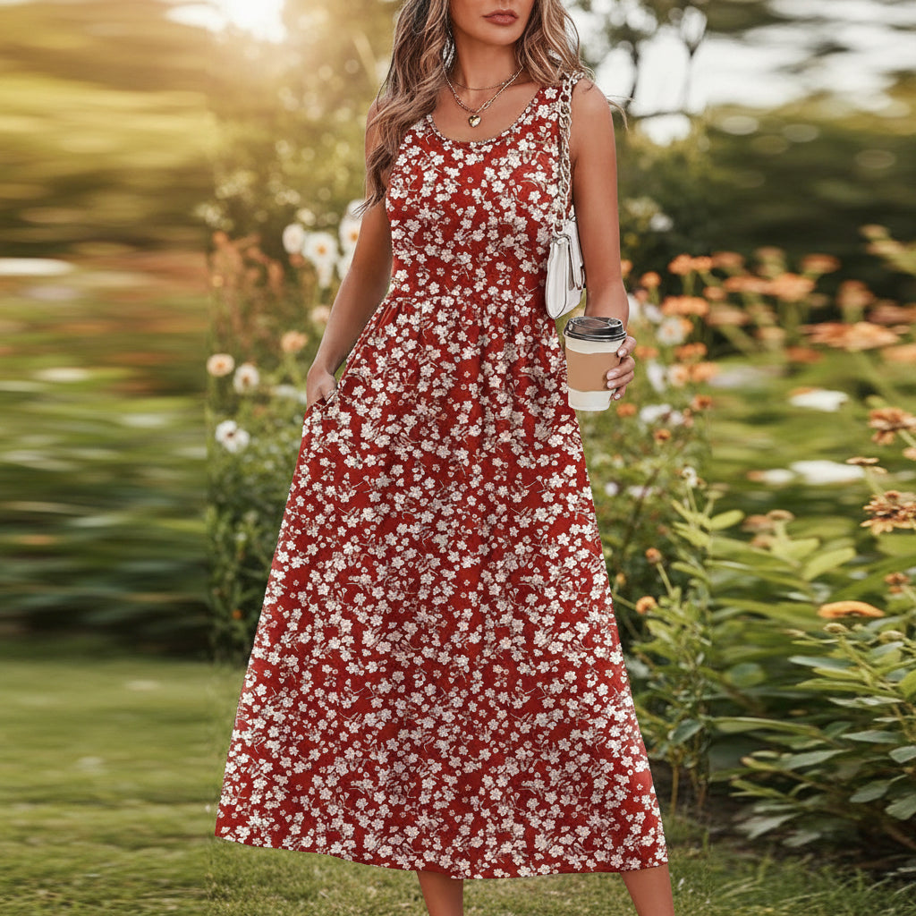 Flowing Summer Dress Women Sleeveless Comfortable