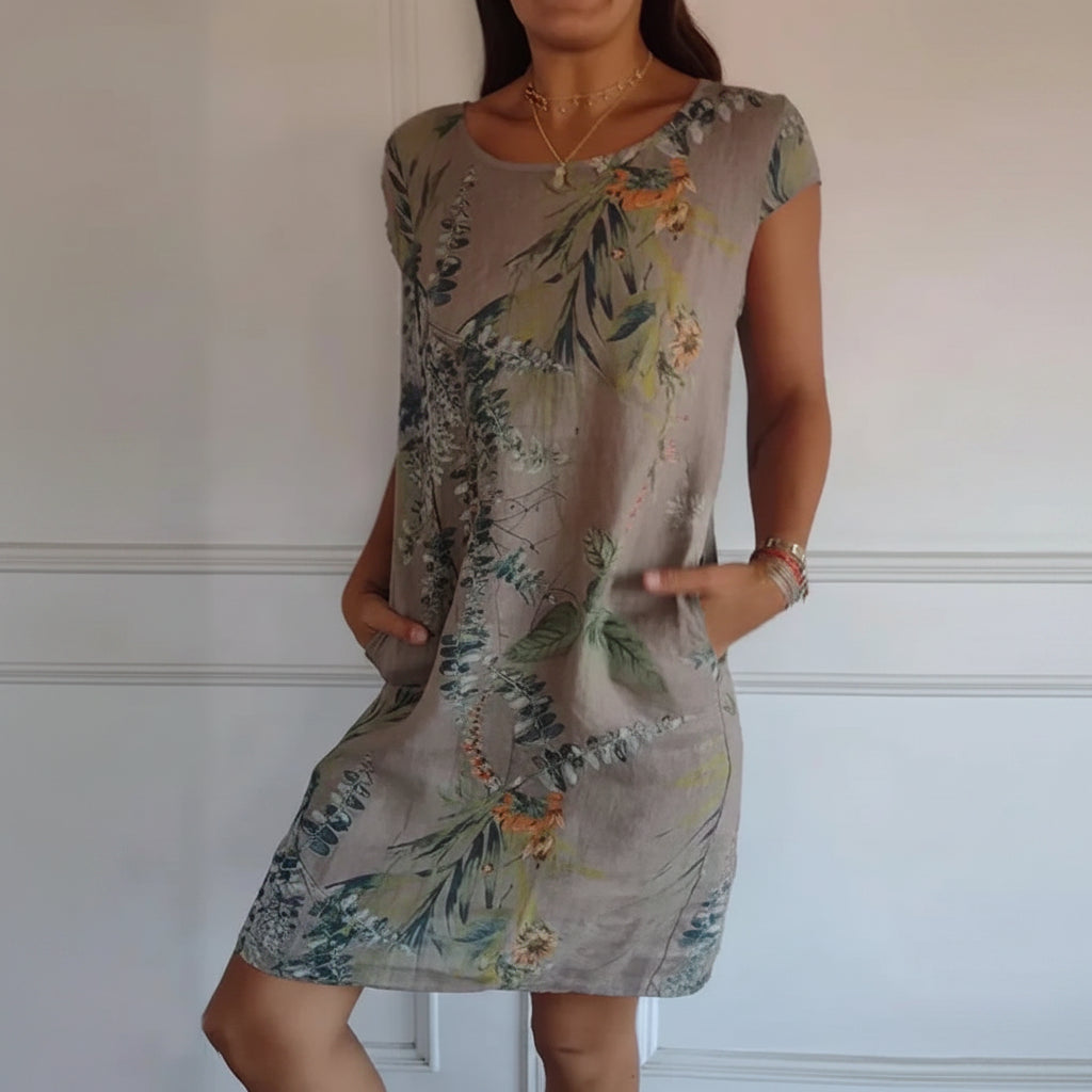 Sommerkleid Damen Kurzarm Print Freizeit Urlaub