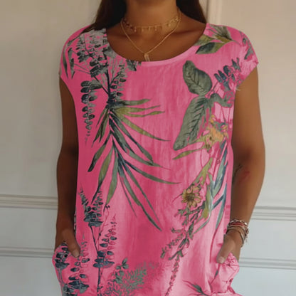 Sommerkleid Damen Kurzarm Print Freizeit Urlaub