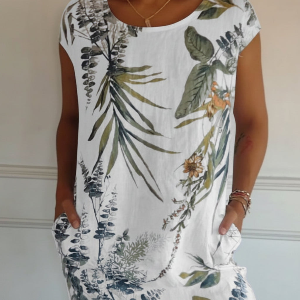 Sommerkleid Damen Kurzarm Print Freizeit Urlaub