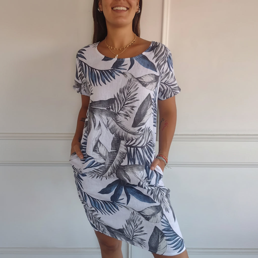 Sommerkleid Damen Kurzarm Print Freizeit Urlaub