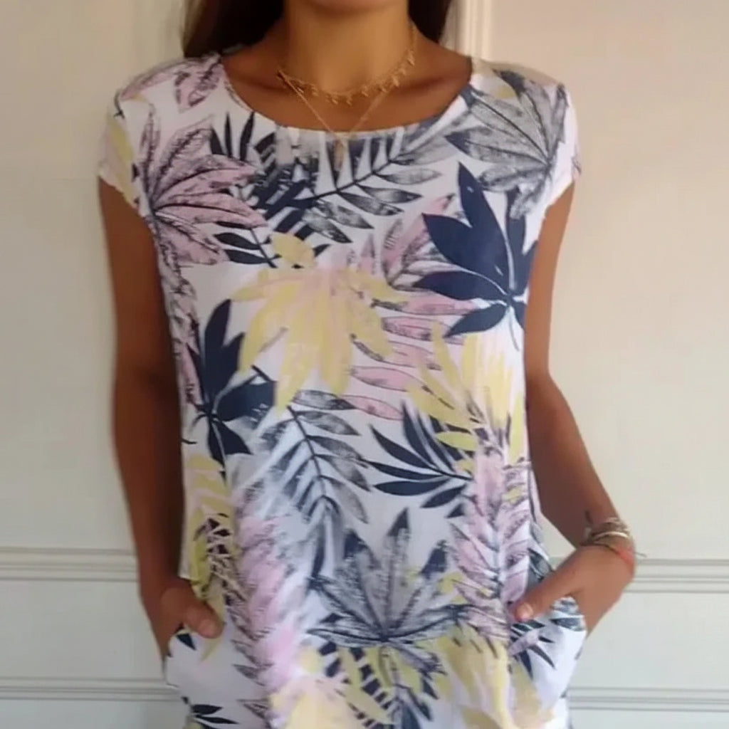 Sommerkleid Damen Kurzarm Print Freizeit Urlaub