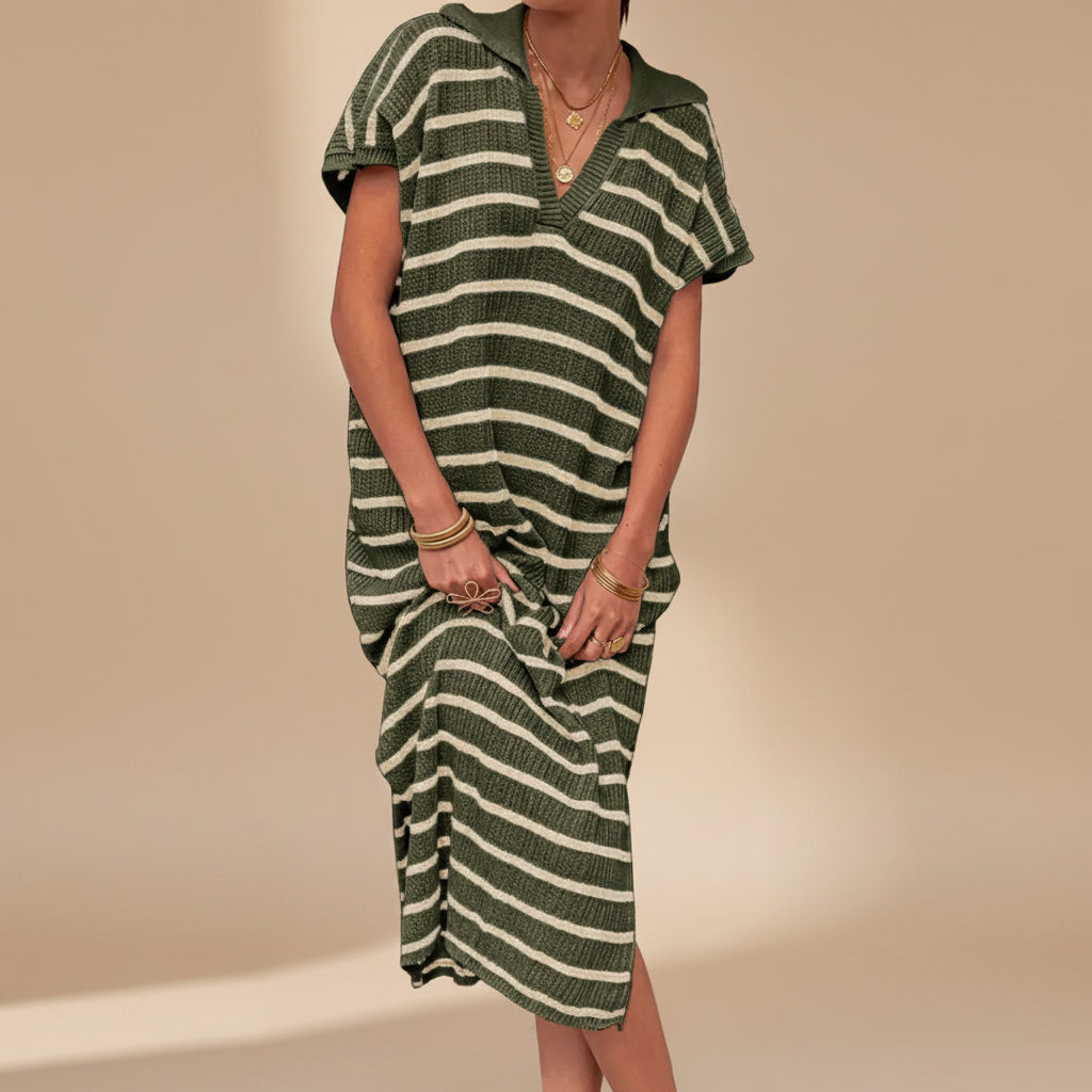 Womens Summer Dress Turn-Down Collar Elegant Lightweight Dress