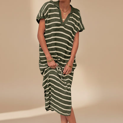 Womens Summer Dress Turn-Down Collar Elegant Lightweight Dress