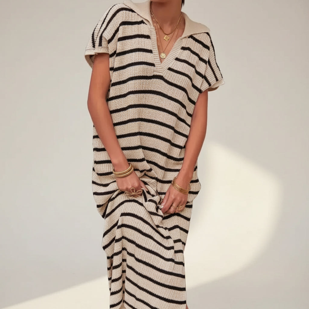 Womens Summer Dress Turn-Down Collar Elegant Lightweight Dress