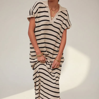 Womens Summer Dress Turn-Down Collar Elegant Lightweight Dress