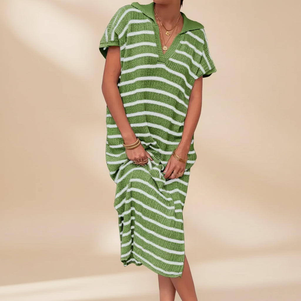 Womens Summer Dress Turn-Down Collar Elegant Lightweight Dress
