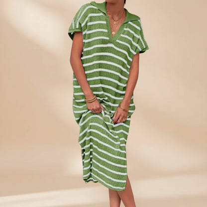Womens Summer Dress Turn-Down Collar Elegant Lightweight Dress
