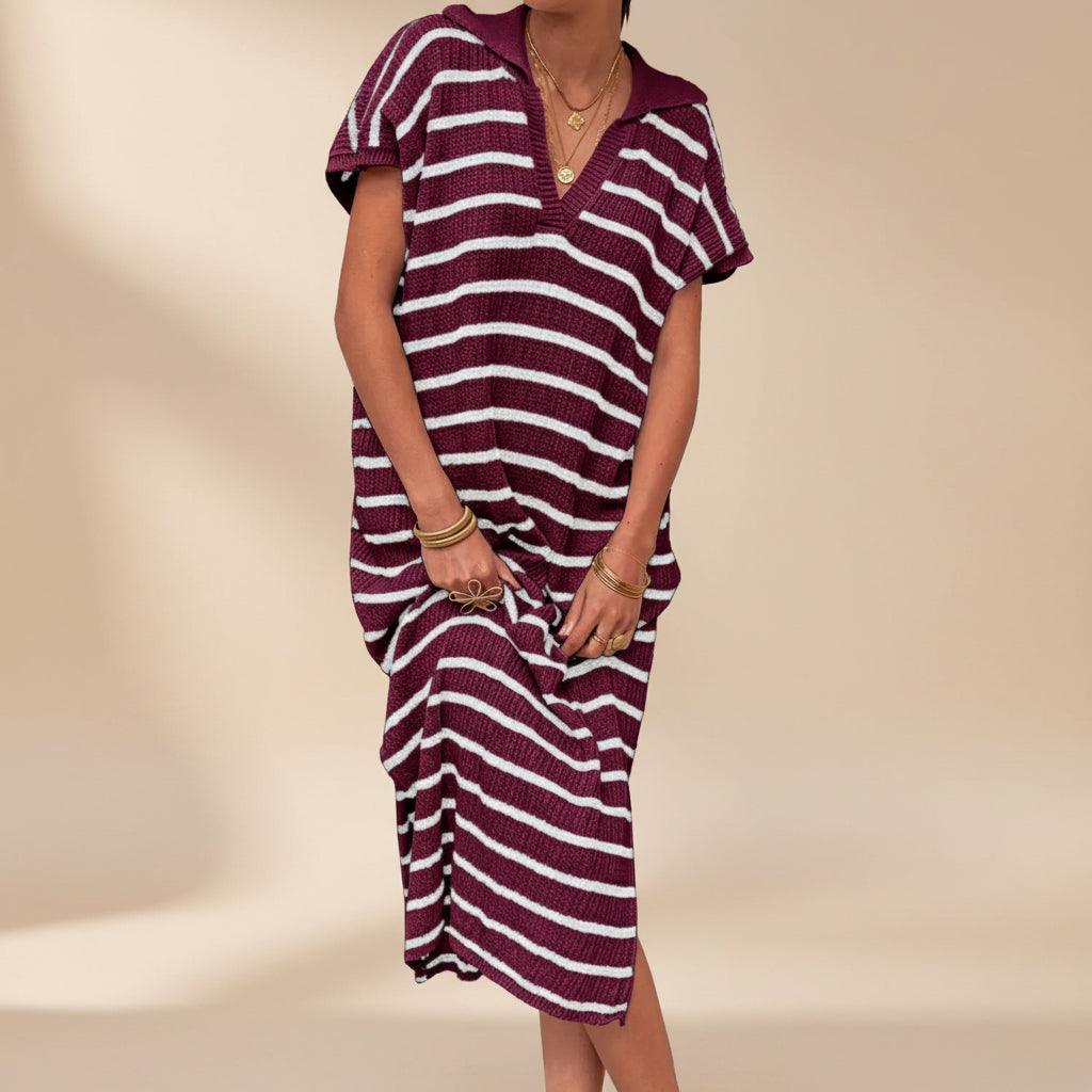 Womens Summer Dress Turn-Down Collar Elegant Lightweight Dress
