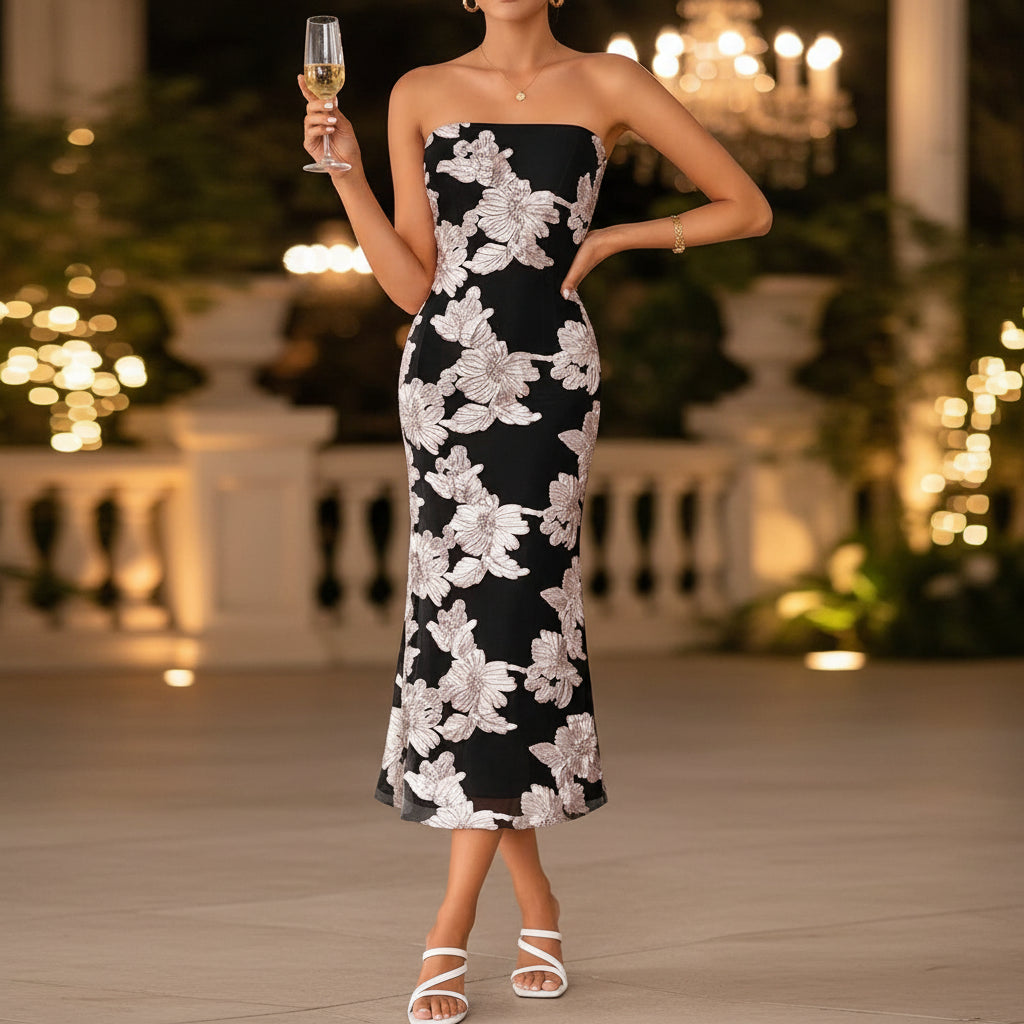 Womens Summer Dress Strapless Long Slim Maxi Dress