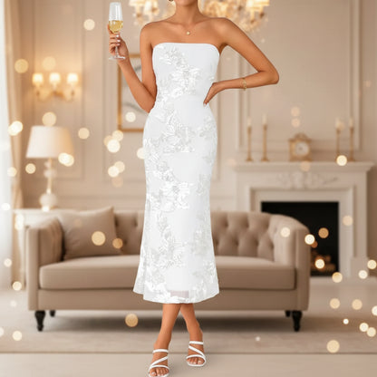 Womens Summer Dress Strapless Long Slim Maxi Dress