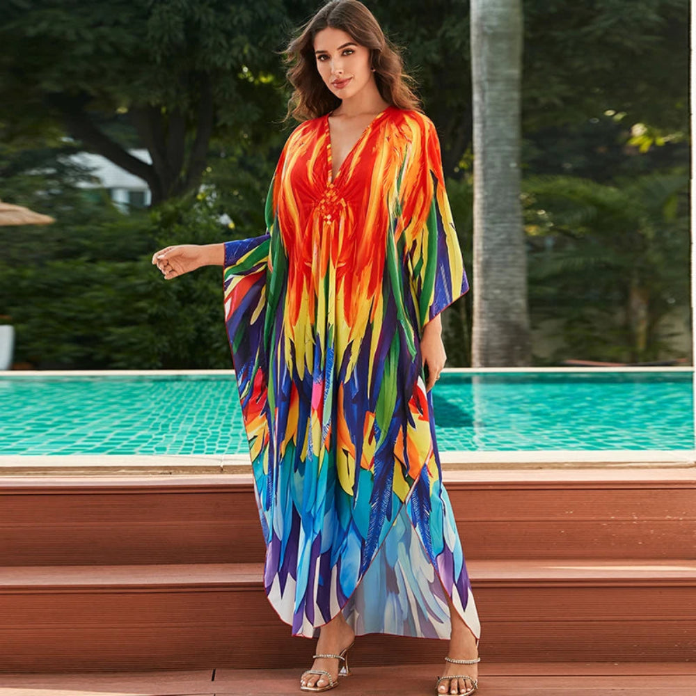 Womens Summer Dress Colorful Stripes Lightweight Casual Dress