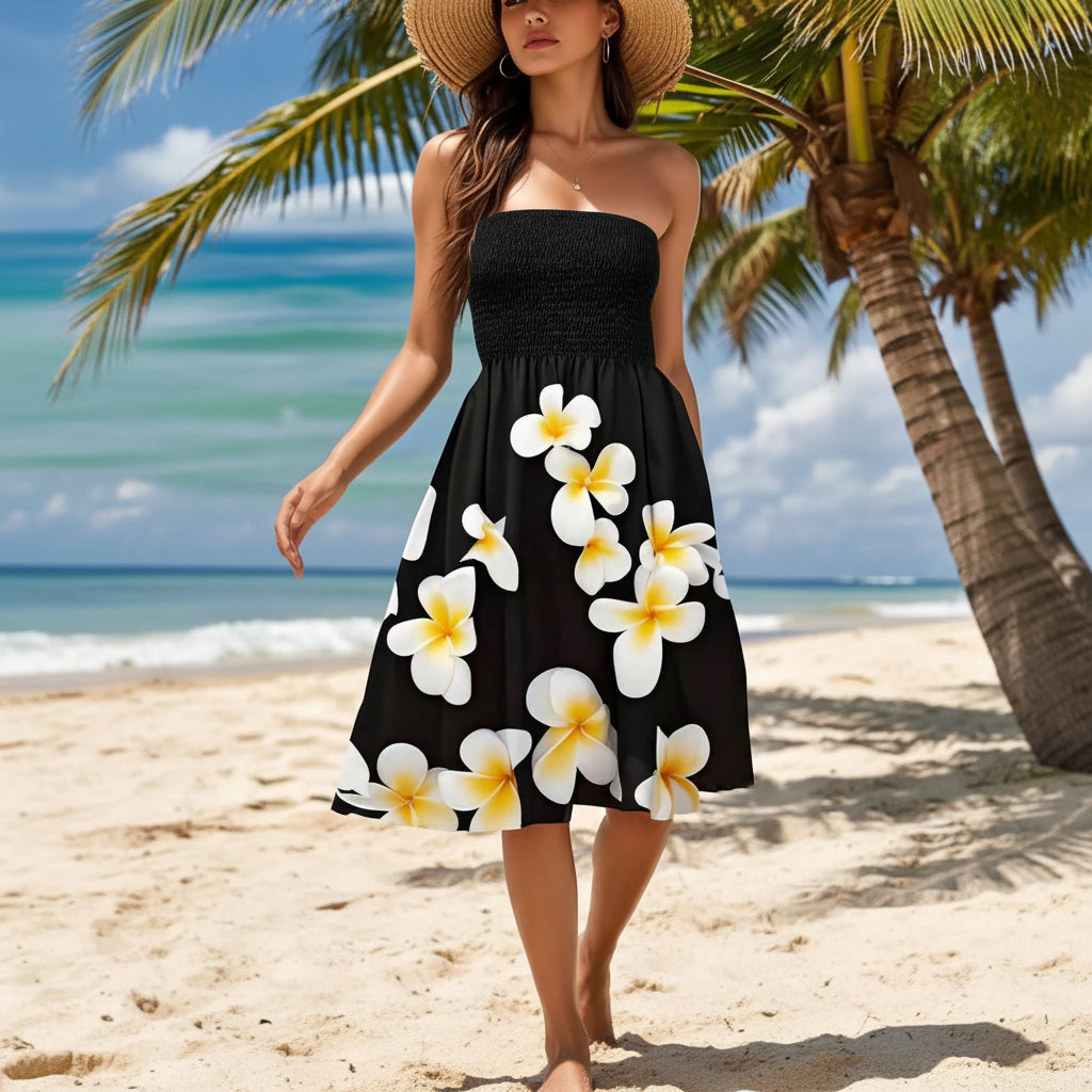 Women's Summer Dress Short Tube Floral Design Summer Vacation